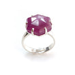 Ruby Cabochon Sugar Loaf Ring: 6.11gms Natural Untreated Sheen Ruby Cabochon 925 Sterling Silver Prong Set Adjustable Ring