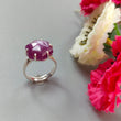 Ruby Cabochon Sugar Loaf Ring: 6.11gms Natural Untreated Sheen Ruby Cabochon 925 Sterling Silver Prong Set Adjustable Ring