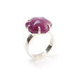 Ruby Cabochon Sugar Loaf Ring: 6.11gms Natural Untreated Sheen Ruby Cabochon 925 Sterling Silver Prong Set Adjustable Ring