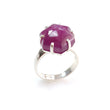 Ruby Cabochon Sugar Loaf Ring: 6.51gms Natural Untreated Sheen Ruby Cabochon 925 Sterling Silver Prong Set Adjustable Ring