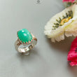 Green Chrysoprase Cabochon Silver Ring: 6.37gms Natural Untreated Chrysoprase Cushion Shape Plain 925 Sterling Silver Bezel Set Ring 7.5 US