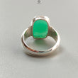 Green Chrysoprase Cabochon Silver Ring: 6.37gms Natural Untreated Chrysoprase Cushion Shape Plain 925 Sterling Silver Bezel Set Ring 7.5 US