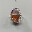 Amethyst Plain Silver Ring: 7.90gms Natural Untreated Super Seven Amethyst Oval Shape Plain 925 Sterling Silver Bezel Set Adjustable Ring