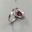 Amethyst Plain Silver Ring: 11.05gms Natural Untreated Super Seven Amethyst Oval Shape Plain 925 Sterling Silver Bezel Set Adjustable Ring