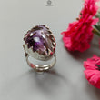 Amethyst Plain Silver Ring: 11.43gms Natural Untreated Super Seven Amethyst Fancy Shape Plain 925 Sterling Silver Bezel Set Adjustable Ring