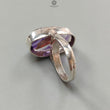 Amethyst Plain Silver Ring: 10.32gms Natural Untreated Super Seven Amethyst Oval Shape Plain 925 Sterling Silver Bezel Set Adjustable Ring