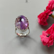 Amethyst Plain Silver Ring: 10.55gms Natural Untreated Super Seven Amethyst Oval Shape Plain 925 Sterling Silver Bezel Set Adjustable Ring