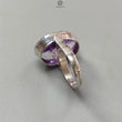 Amethyst Plain Silver Ring: 10.55gms Natural Untreated Super Seven Amethyst Oval Shape Plain 925 Sterling Silver Bezel Set Adjustable Ring
