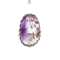 Amethyst Plain Silver Ring: 10.86gms Natural Untreated Super Seven Amethyst Fancy Shape Plain 925 Sterling Silver Bezel Set Adjustable Ring