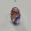 Amethyst Plain Silver Ring: 9.92gms Natural Untreated Super Seven Amethyst Oval Shape Plain 925 Sterling Silver Bezel Set Adjustable Ring
