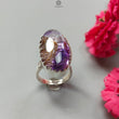 Amethyst Plain Silver Ring: 9.92gms Natural Untreated Super Seven Amethyst Oval Shape Plain 925 Sterling Silver Bezel Set Adjustable Ring