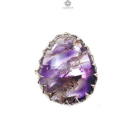 Amethyst Plain Silver Ring: 12.19gms Natural Untreated Super Seven Amethyst Fancy Shape Plain 925 Sterling Silver Bezel Set Adjustable Ring