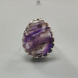 Amethyst Plain Silver Ring: 12.19gms Natural Untreated Super Seven Amethyst Fancy Shape Plain 925 Sterling Silver Bezel Set Adjustable Ring