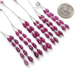 Purple Ruby Teardrop Loose Beads: 17.30Cts Natural Untreated Ruby Gemstone 925 Sterling Silver 2" 7mm - 8mm Plain Beads