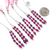 Purple Ruby Plain Loose Beads: 14.20cts Natural Untreated Ruby Cabochon Teardrops Plain Beads For Jewelry 5mm - 7mm 1.70" 1 Strand