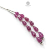 Purple Ruby Plain Loose Beads: 14.20cts Natural Untreated Ruby Cabochon Teardrops Plain Beads For Jewelry 5mm - 7mm 1.70" 1 Strand