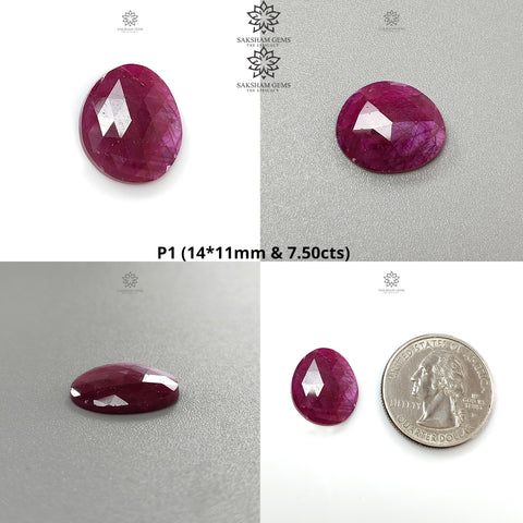 Ruby & Sliver Sapphire Gemstone Cut : Natural Untreated Unheated Rose , Normal Cut Ruby Sapphire Uneven Shape 1pc