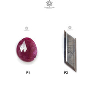 Ruby & Sliver Sapphire Gemstone Cut : Natural Untreated Unheated Rose , Normal Cut Ruby Sapphire Uneven Shape 1pc