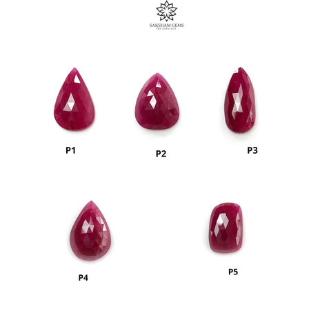 Ruby Gemstone Rose Cut : Natural Untreated Unheated Red Ruby Pear Cushion Shape 1pc For Jewelry