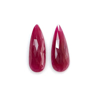 Ruby Gemstone Rose Cut : 13.50cts Natural Untreated Unheated Red Ruby Pear Shape 23*8mm -23*9mm 2pc For Jewelry