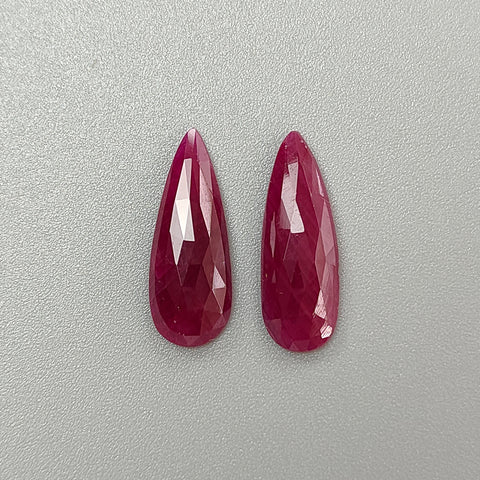 Ruby Gemstone Rose Cut : 13.50cts Natural Untreated Unheated Red Ruby Pear Shape 23*8mm -23*9mm 2pc For Jewelry