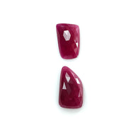 Ruby Gemstone Rose Cut : 14.90cts Natural Untreated Unheated Red Ruby Uneven Shape 15*10mm - 18*10mm 2pcs for Jewelry
