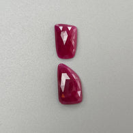 Ruby Gemstone Rose Cut : 14.90cts Natural Untreated Unheated Red Ruby Uneven Shape 15*10mm - 18*10mm 2pcs for Jewelry