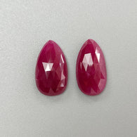 Ruby Gemstone Rose Cut : 18.30cts Natural Untreated Unheated Red Ruby Pear Shape 19*10mm - 19*11mm 2pc For Jewelry
