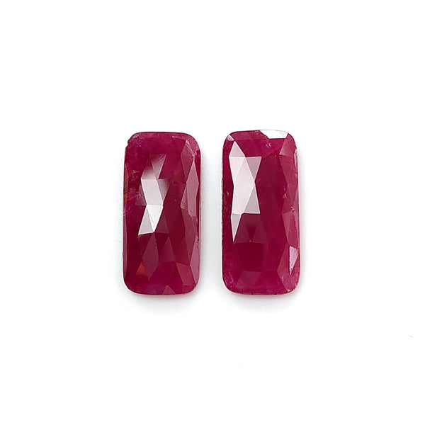 Ruby Gemstone Rose Cut : 18.60ctsNatural Untreated Unheated Red Ruby Baguette Shape Pair 20*10mm For Jewelry
