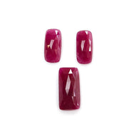 Ruby Gemstone Rose Cut : 14.40cts Natural Untreated Unheated Red Ruby Baguette Shape 3pcs 14*7mm - 17*8mm For Jewelry