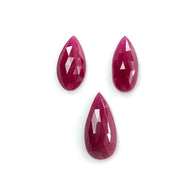 Ruby Gemstone Rose Cut :16.60cts Natural Untreated Unheated Red Ruby Pear Shape 3pc 16*8mm - 19*9mm For Jewelry