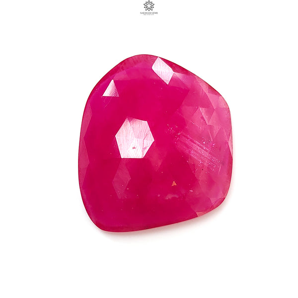 Pinkish Red Ruby Gemstone Rose Cut Slice: 55.50cts Natural Glass Filled Ruby Fancy Shape 27*31mm 1pc For Jewelry