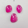 Pink Ruby Gemstone Rose Cut Slices: Natural Glass Filled Ruby Fancy Shape Faceted 3pcs Set For Jewelry