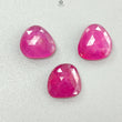 Pink Ruby Gemstone Rose Cut Slices: Natural Glass Filled Ruby Fancy Shape Faceted 3pcs Set For Jewelry