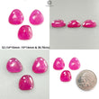 Pink Ruby Gemstone Rose Cut Slices: Natural Glass Filled Ruby Fancy Shape Faceted 3pcs Set For Jewelry