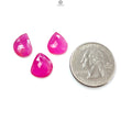 Pink Ruby Gemstone Rose Cut Slices: Natural Glass Filled Ruby Fancy Shape Faceted 3pcs Set For Jewelry