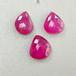 Pink Ruby Gemstone Rose Cut Slices: Natural Glass Filled Ruby Fancy Shape Faceted 3pcs Set For Jewelry