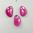 Pink Ruby Gemstone Rose Cut Slices: Natural Glass Filled Ruby Fancy Shape Faceted 3pcs Set For Jewelry