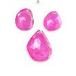 Pink Ruby Gemstone Rose Cut Slices: Natural Glass Filled Ruby Fancy Shape Faceted 3pcs Set For Jewelry