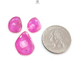 Pink Ruby Gemstone Rose Cut Slices: Natural Glass Filled Ruby Fancy Shape Faceted 3pcs Set For Jewelry