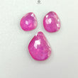 Pink Ruby Gemstone Rose Cut Slices: Natural Glass Filled Ruby Fancy Shape Faceted 3pcs Set For Jewelry