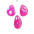 Pink Ruby Gemstone Rose Cut Slices: Natural Glass Filled Ruby Fancy Shape Faceted 3pcs Set For Jewelry