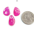 Pink Ruby Gemstone Rose Cut Slices: Natural Glass Filled Ruby Fancy Shape Faceted 3pcs Set For Jewelry