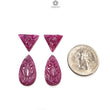 Ruby Trillion Pear Carving : 31.70cts Natural Untreated Unheated Red Ruby Hand Carved Shape 13*14mm 4pcs Set