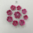 Ruby Flower Carving : Natural Untreated Unheated Ruby Hand Carved Flower Shape 9pcs Lot