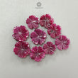 Ruby Flower Carving : Natural Untreated Unheated Ruby Hand Carved Flower Shape 9pcs Lot