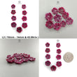 Ruby Flower Carving : Natural Untreated Unheated Ruby Hand Carved Flower Shape 9pcs Lot