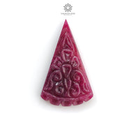 Ruby Gemstone Carving : 20.00cts Natural Untreated Unheated Red Ruby Hand Carved Triangle Shape 32.5*19.5mm 1pc