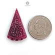 Ruby Gemstone Carving : 20.00cts Natural Untreated Unheated Red Ruby Hand Carved Triangle Shape 32.5*19.5mm 1pc