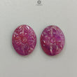 Purple Ruby Gemstone Carving : 20.60cts Natural Untreated Unheated Red Ruby Hand Carved Oval Shape 18*14.5mm Pair